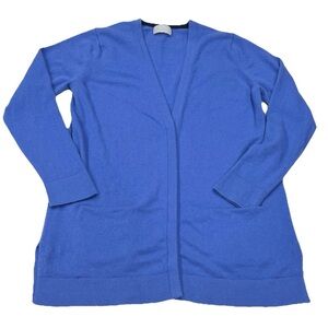 Pure Collection Women's Cardigan M Blue 100% Cashmere V-Neck MEASUREMENTS